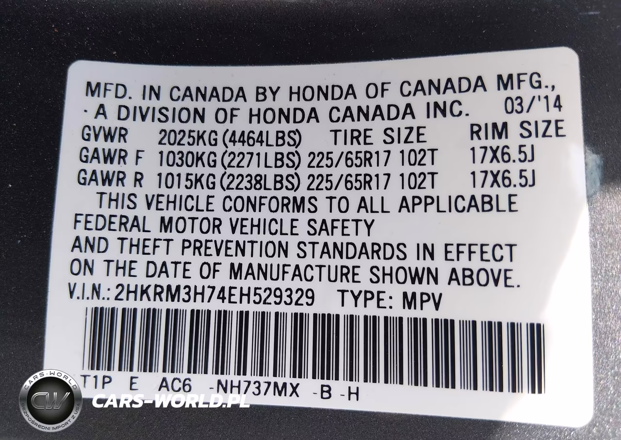 2014 Honda Cr-V Ex-L VIN:2HKRM3H74EH529329 - 9