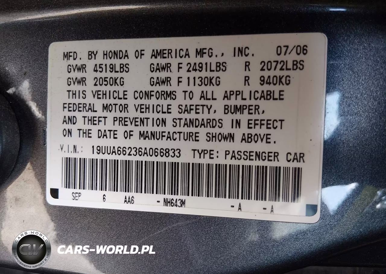 2006 Acura Tl VIN:19UUA66236A066833 - 9