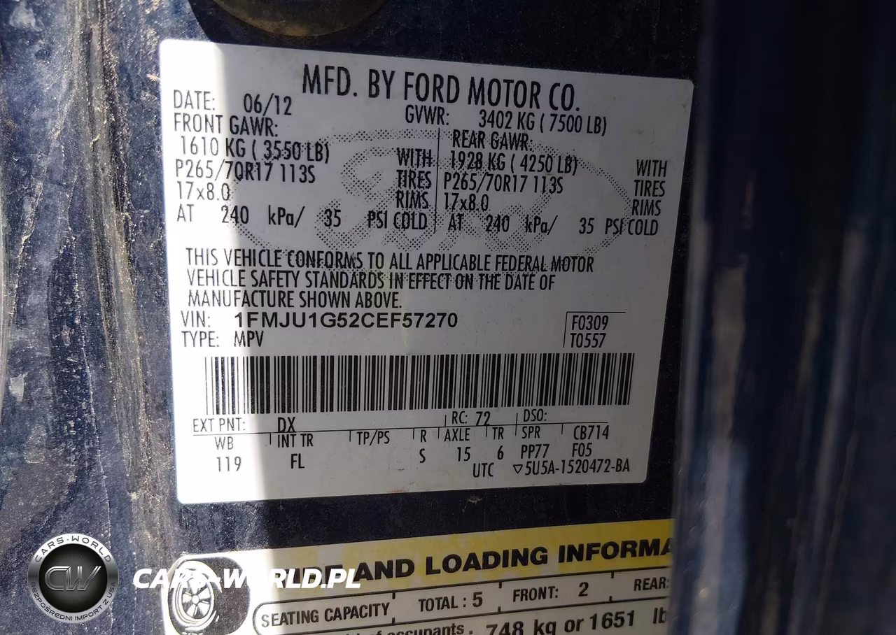 2012 Ford Expedition Xl VIN:1FMJU1G52CEF57270 - 9