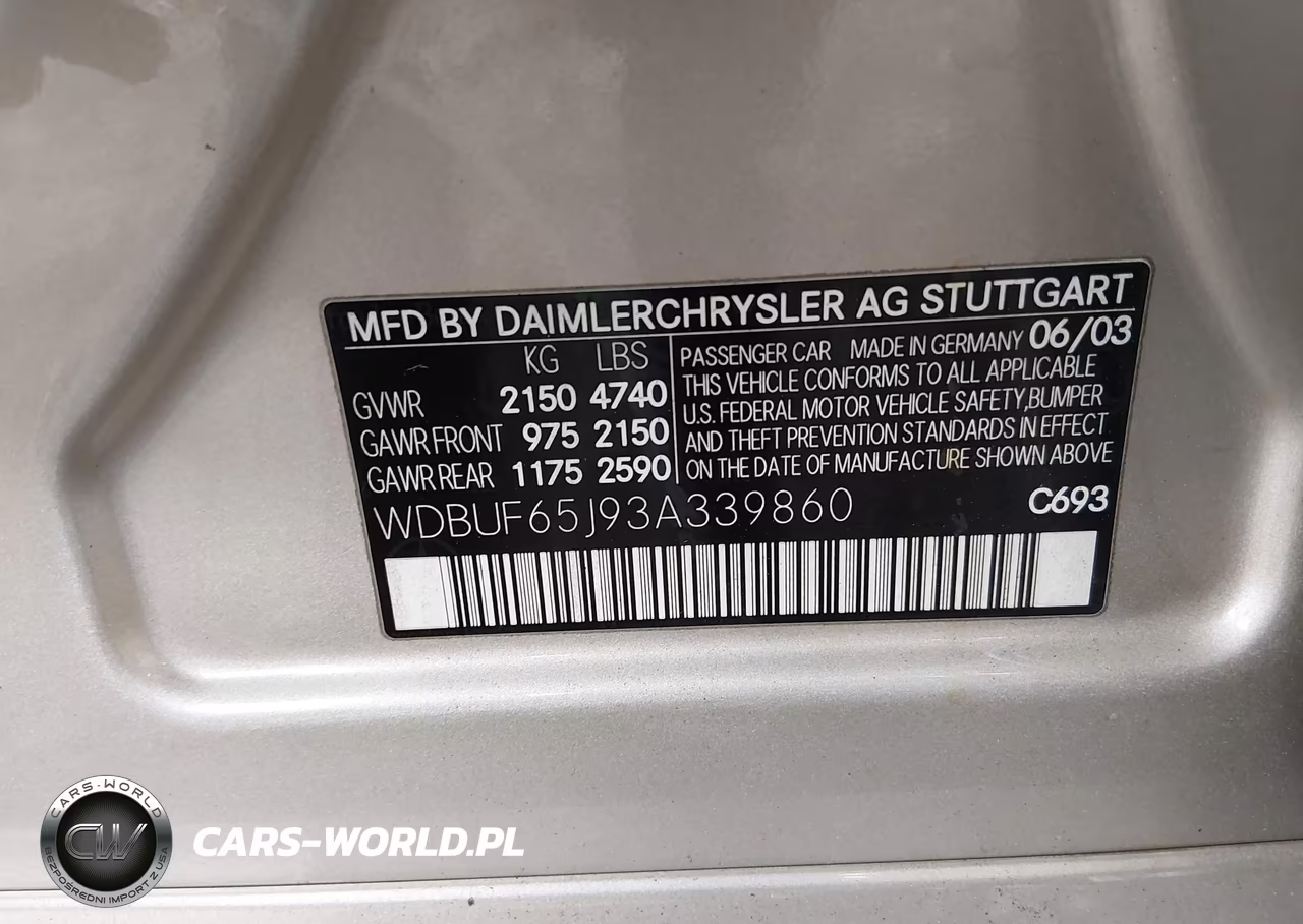 2003 Mercedes-Benz E 320 VIN:WDBUF65J93A339860 - 9