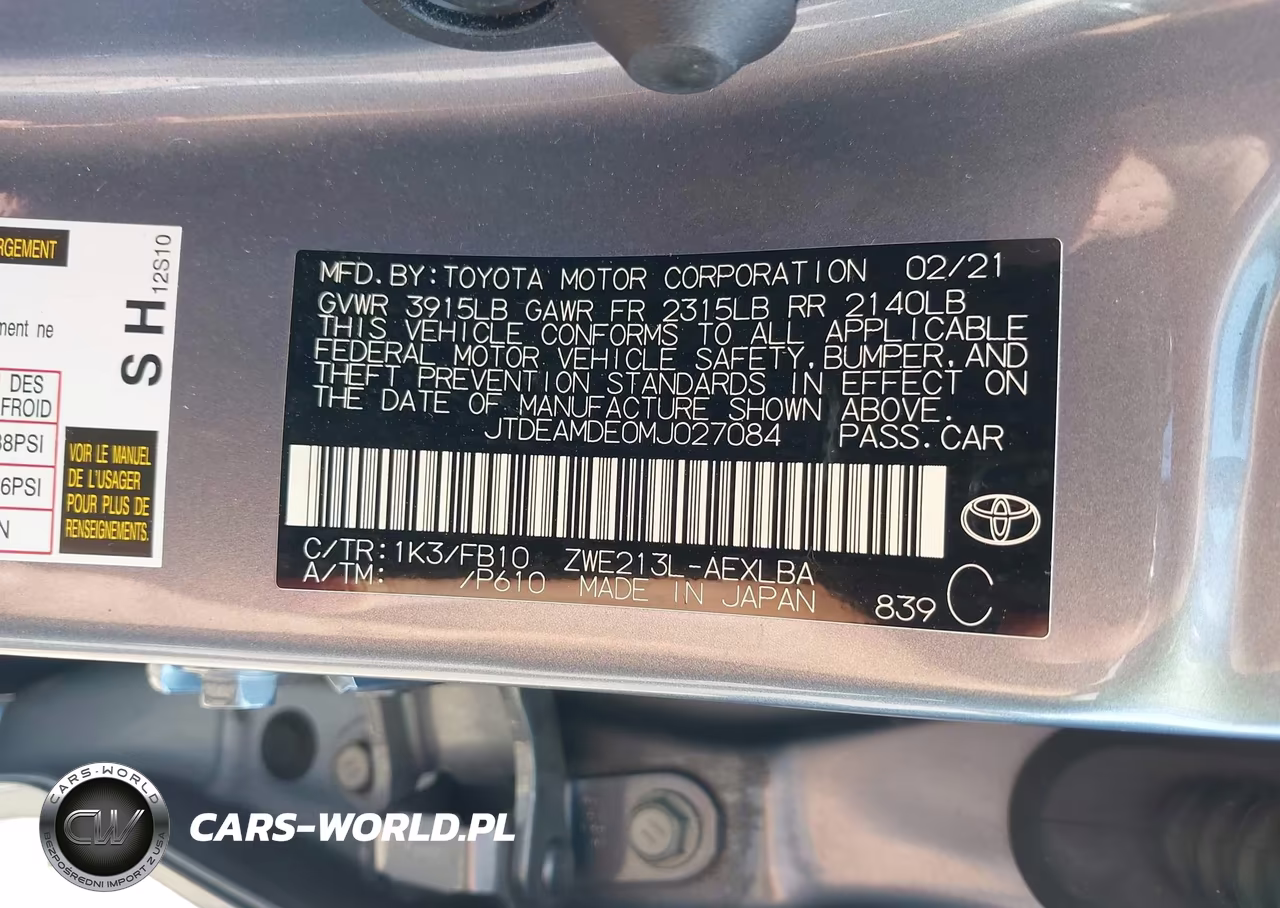 2021 Toyota Corolla Hybrid Le VIN:JTDEAMDE0MJ027084 - 9
