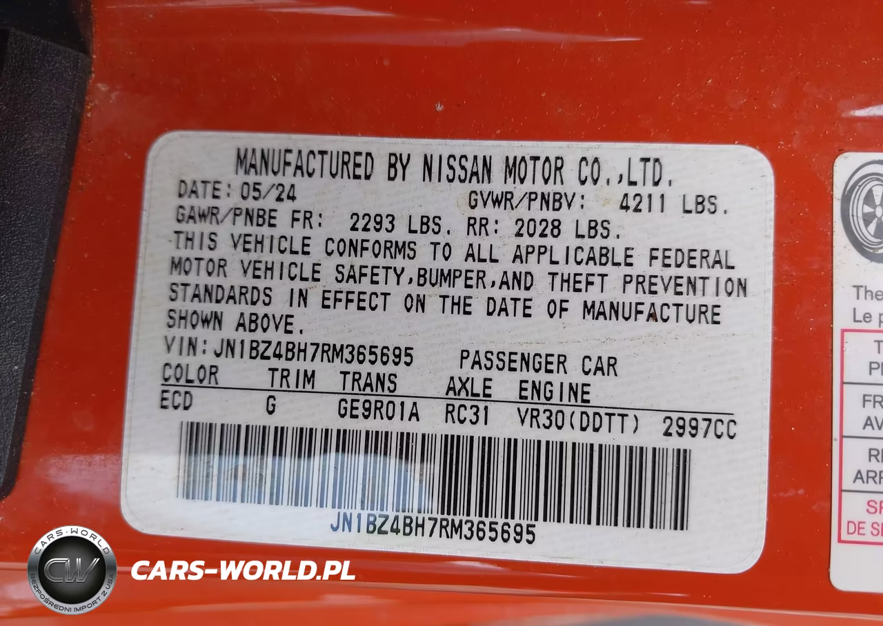 2024 Nissan Z Performance Auto VIN:JN1BZ4BH7RM365695 - 9