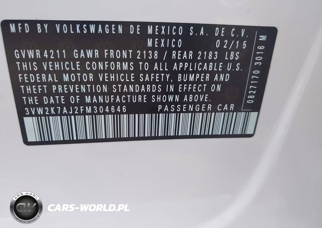 2015 Volkswagen Jetta 2.0L S VIN:3VW2K7AJ2FM304646 - 9