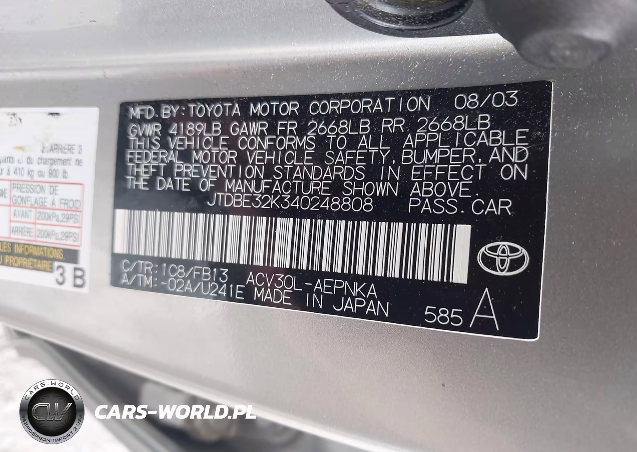 2004 Toyota Camry Le VIN:JTDBE32K340248808 - 9