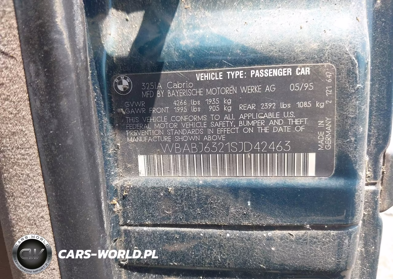 1995 BMW 325 Ic Automatic VIN:WBABJ6321SJD42463 - 8