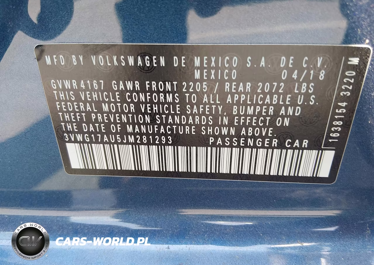 2018 Volkswagen Golf Tsi S-Tsi Se VIN:3VWG17AU5JM281293 - 9
