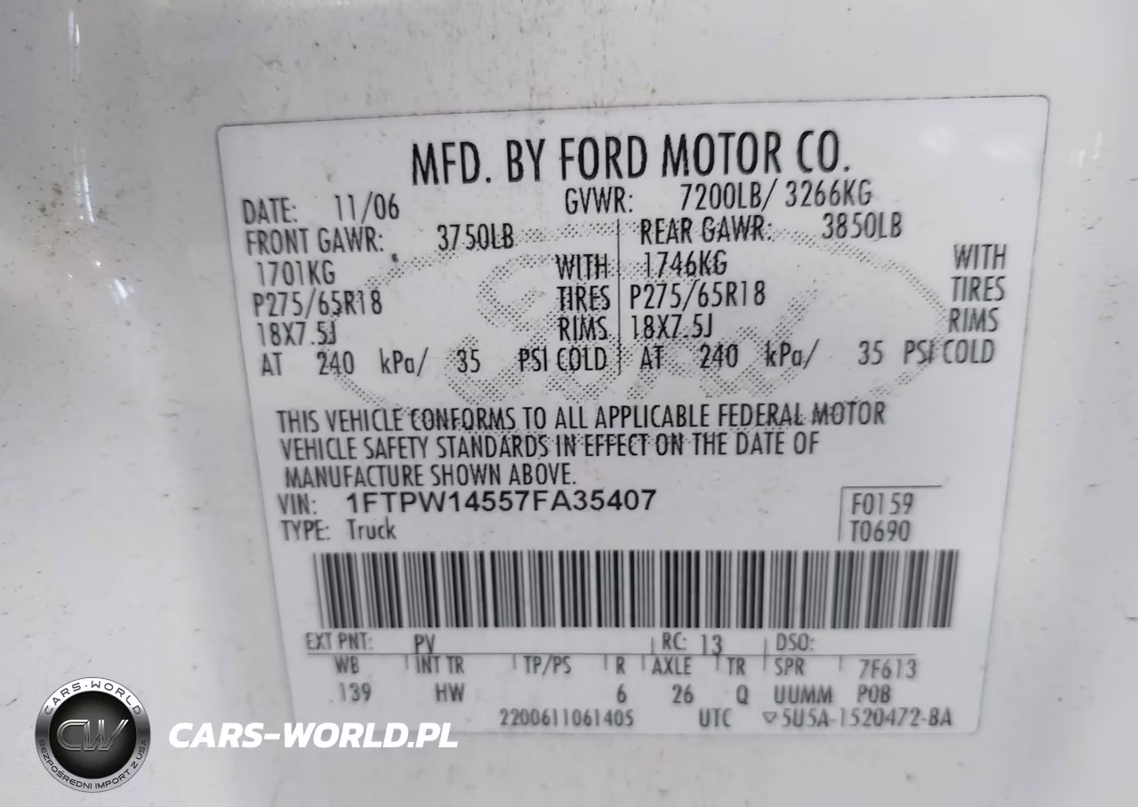 2007 Ford F150 Supercrew VIN:1FTPW14557FA35407 - 9