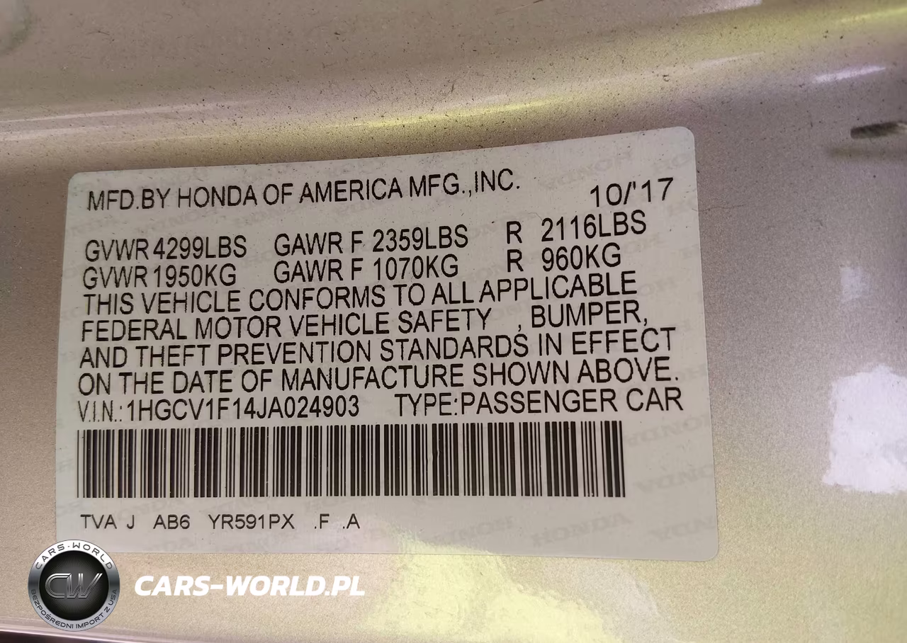2018 Honda Accord Lx VIN:1HGCV1F14JA024903 - 9