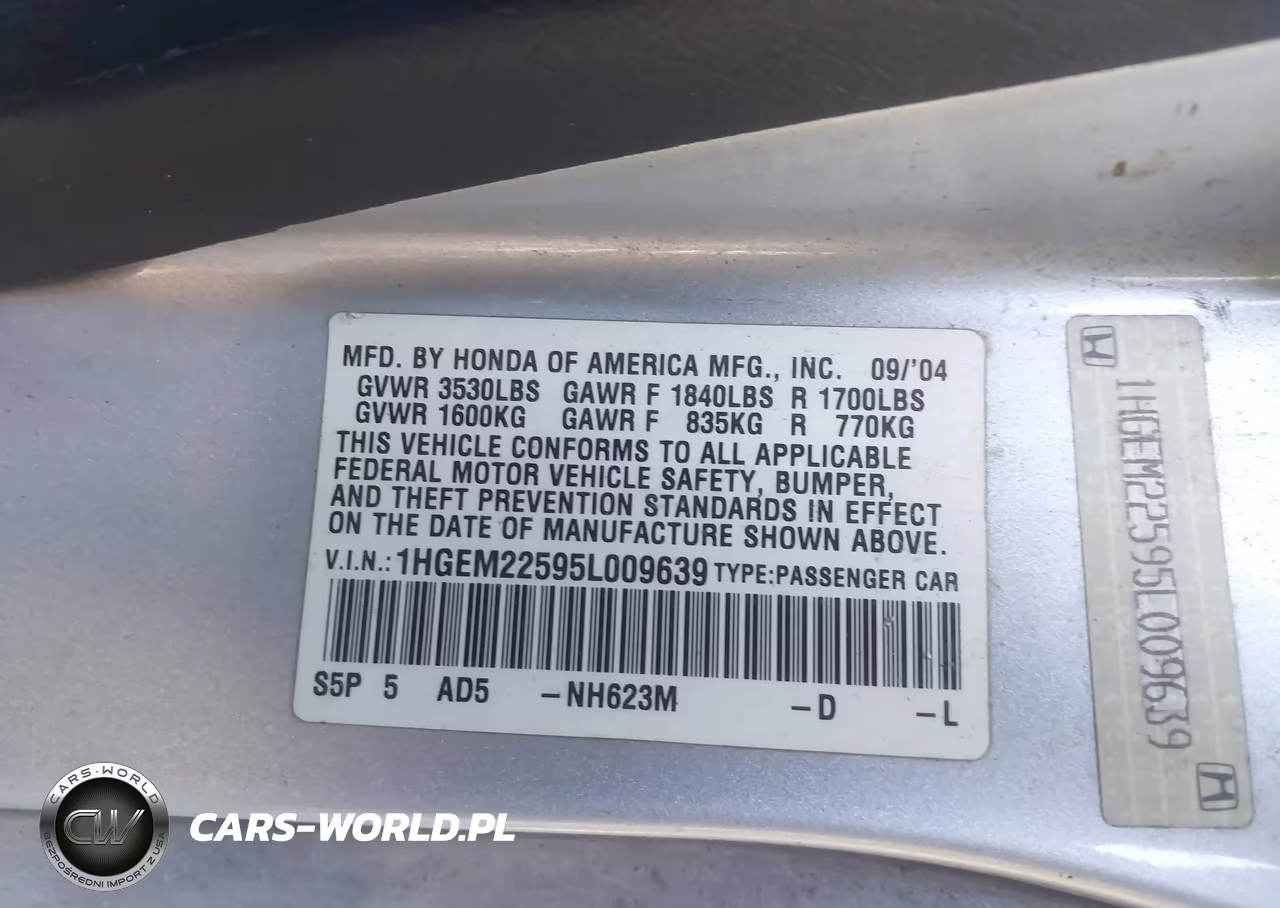 2005 Honda Civic Lx VIN:1HGEM22595L009639 - 9
