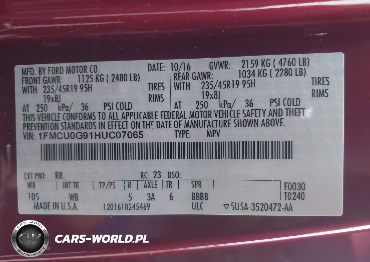 2017 Ford Escape Se VIN:1FMCU0G91HUC07065 - 9