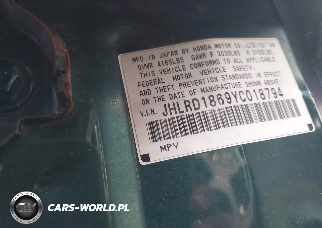 2000 Honda Cr-V Ex VIN:JHLRD1869YC018794 - 9