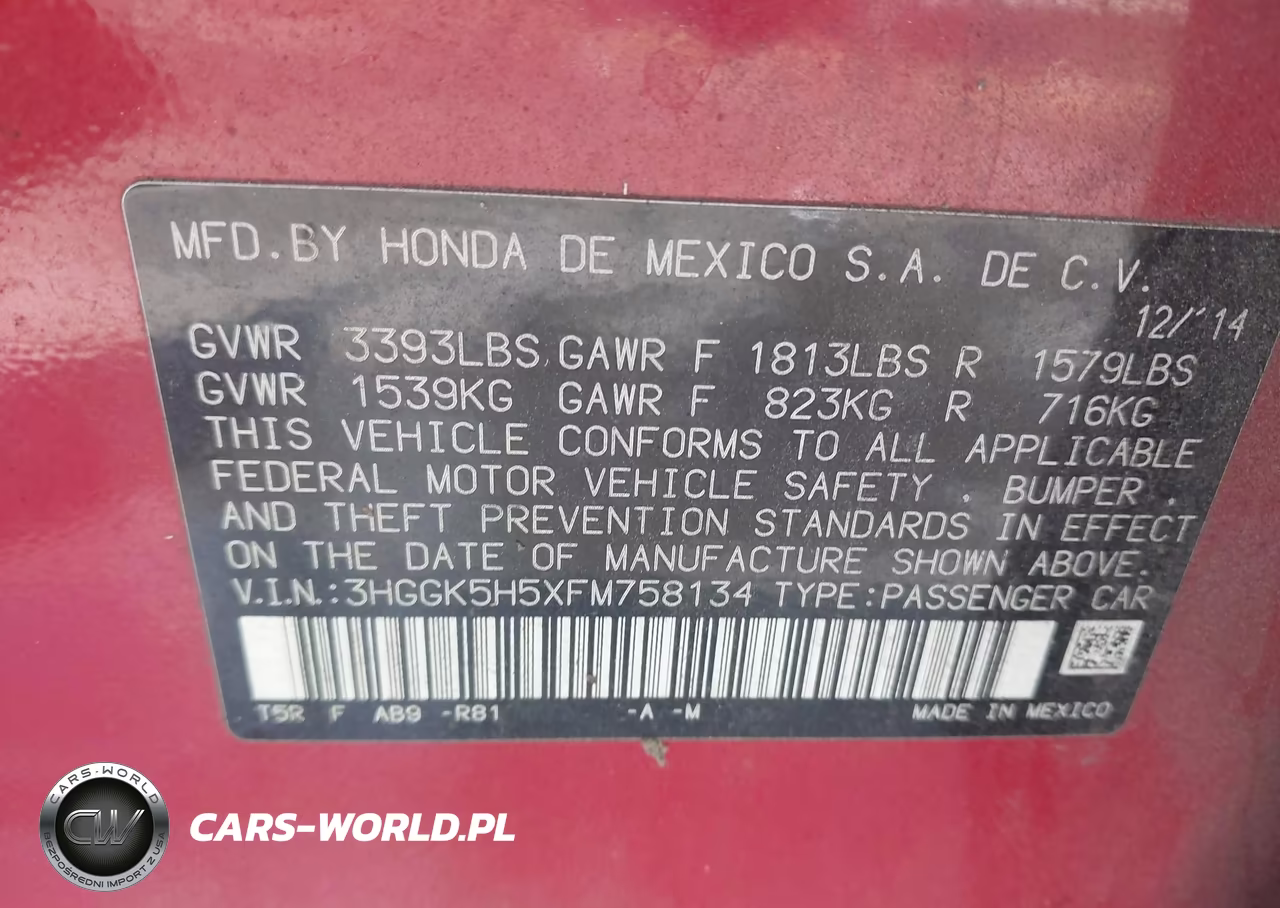 2015 Honda Fit Lx VIN:3HGGK5H5XFM758134 - 9