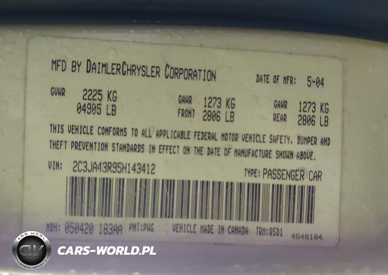2005 Chrysler 300 VIN:2C3JA43R95H143412 - 9