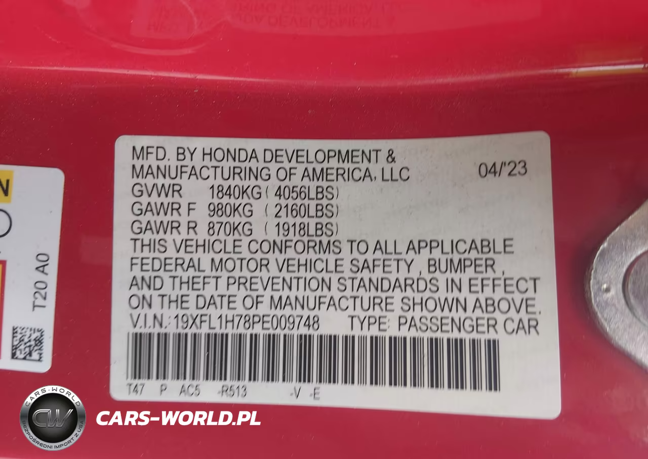 2023 Honda Civic Ex-L-Ex-L W-O Bsi VIN:19XFL1H78PE009748 - 9