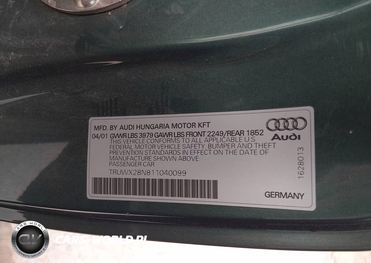 2001 Audi Tt VIN:TRUWX28N811040099 - 9