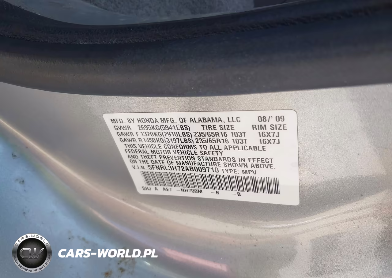 2010 Honda Odyssey Ex-L VIN:5FNRL3H72AB009710 - 9