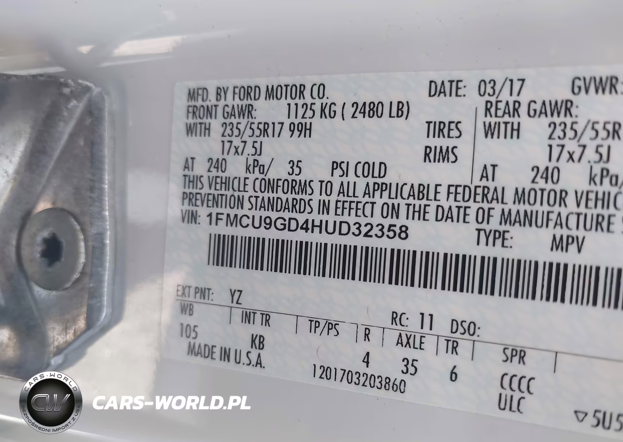 2017 Ford Escape Se VIN:1FMCU9GD4HUD32358 - 9