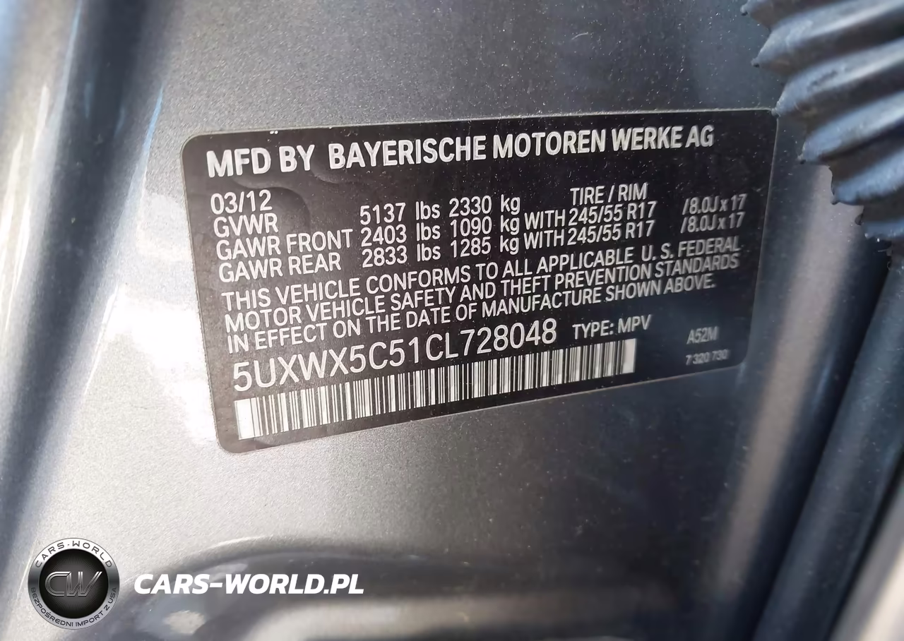 2012 BMW X3 xDrive28I VIN:5UXWX5C51CL728048 - 9