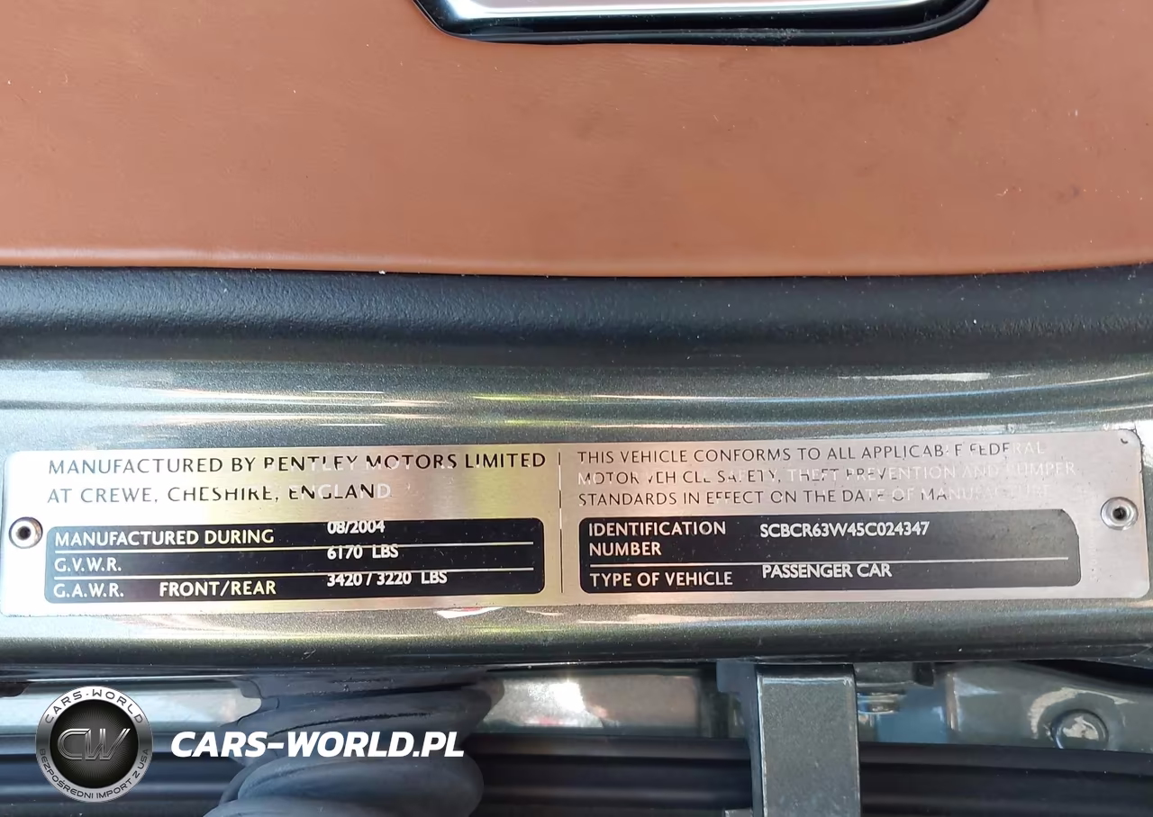 2005 BENTLEY CONTINENTAL GT VIN:SCBCR63W45C024347 - 9
