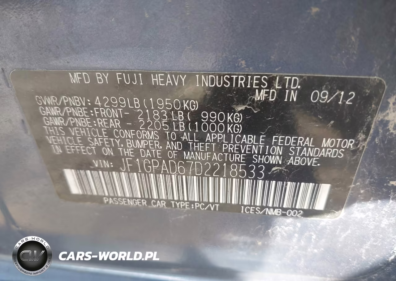 2013 Subaru Impreza 2.0I Premium VIN:JF1GPAD67D2218533 - 9