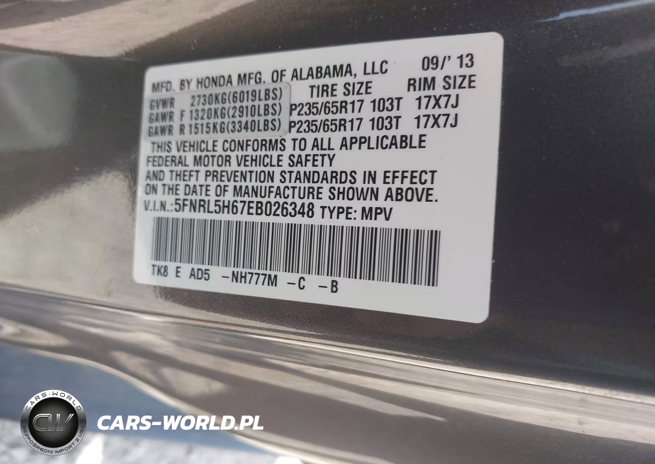 2014 Honda Odyssey Ex-L VIN:5FNRL5H67EB026348 - 9