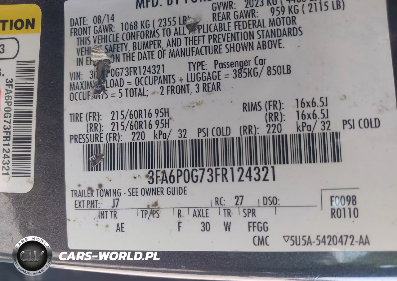 2015 Ford Fusion S VIN:3FA6P0G73FR124321 - 9