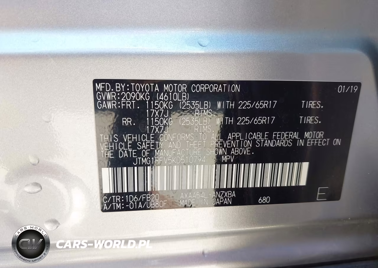 2019 Toyota Rav4 Le VIN:JTMG1RFV5KD510794 - 9