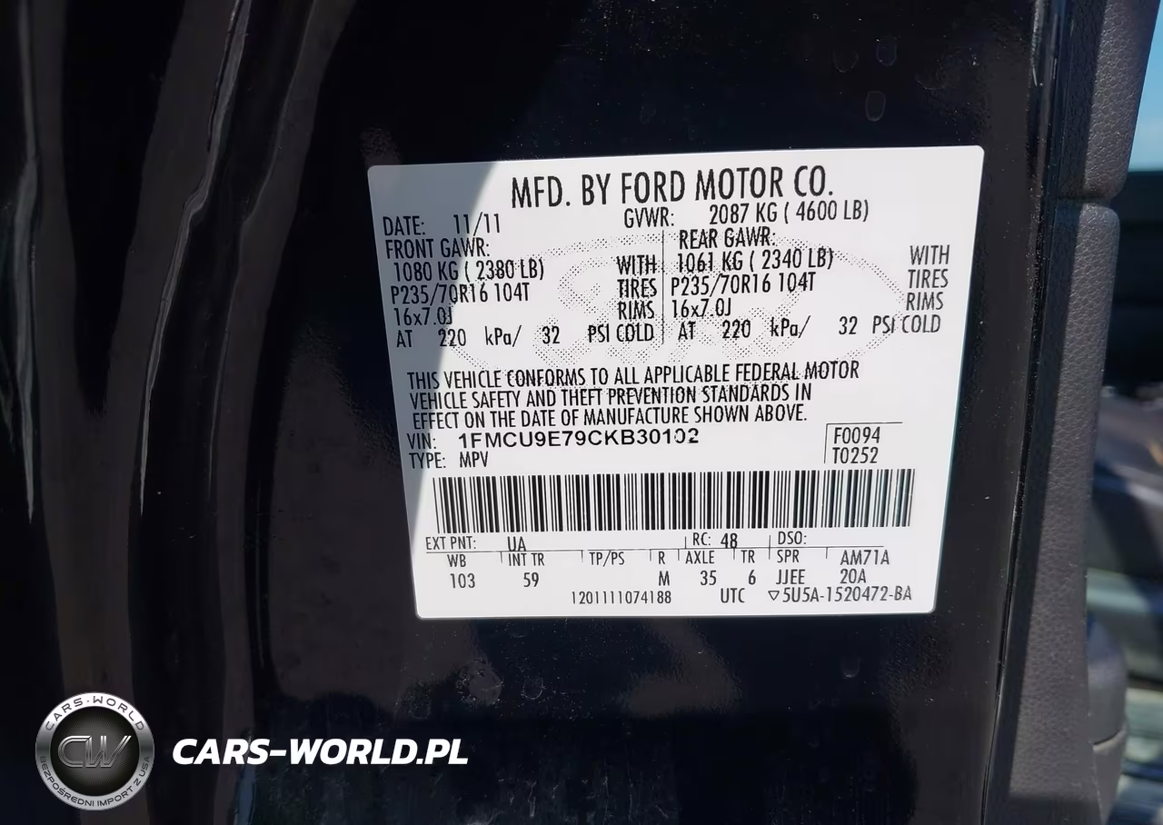 2012 Ford Escape Limited VIN:1FMCU9E79CKB30102 - 9