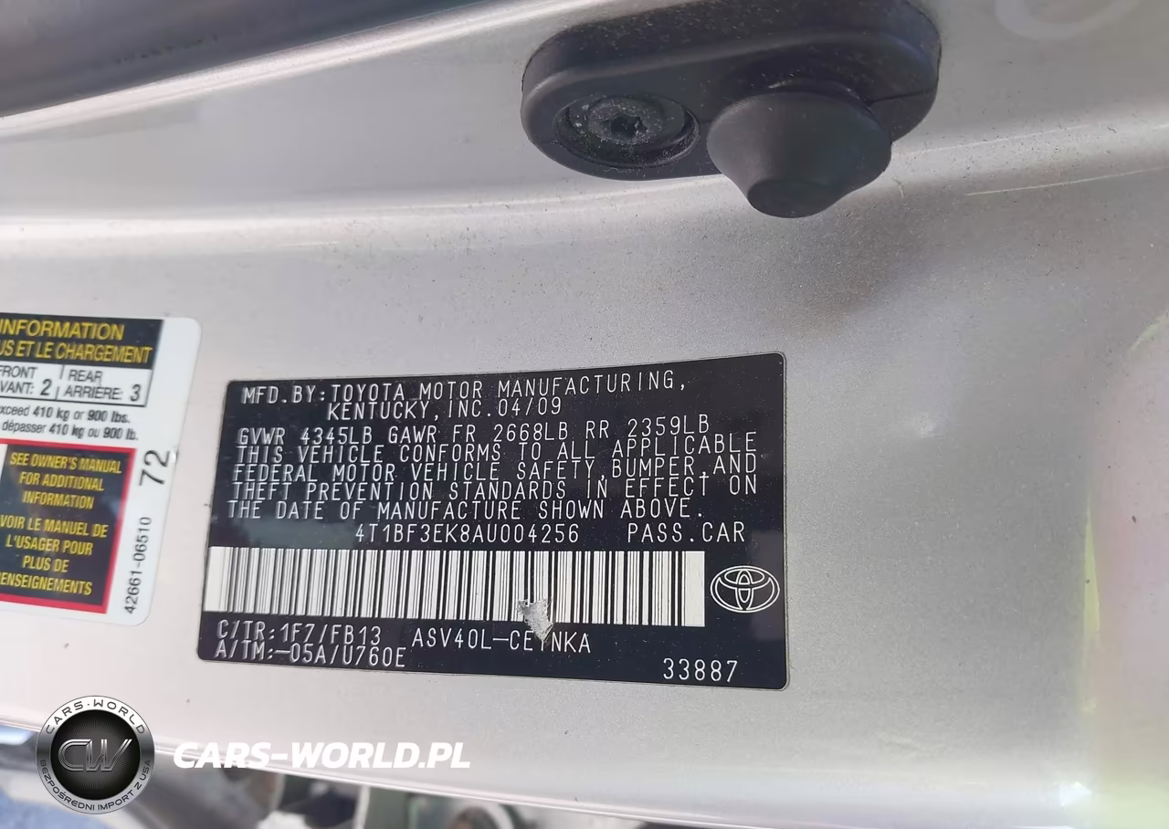 2010 Toyota Camry Le VIN:4T1BF3EK8AU004256 - 9