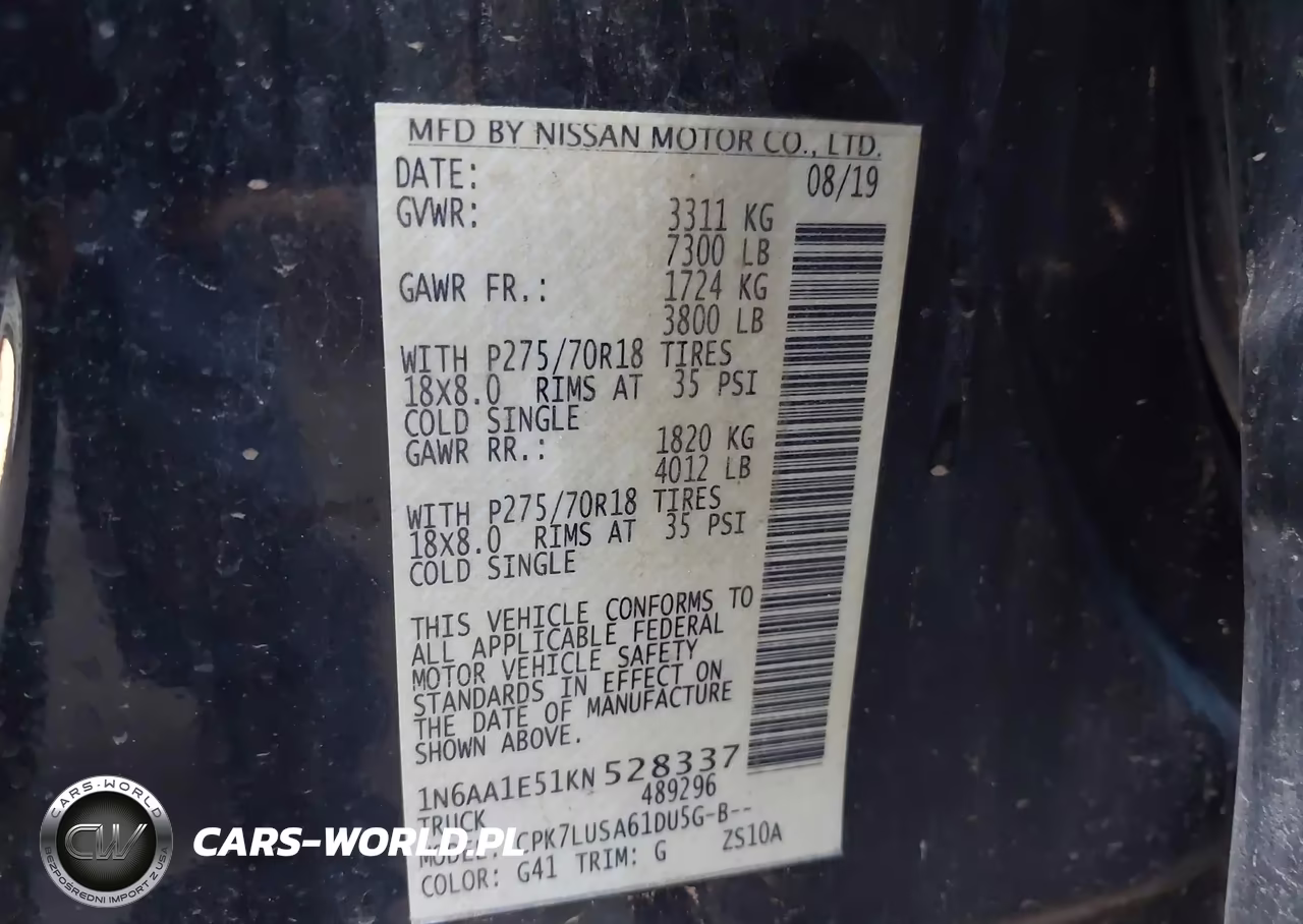 2019 Nissan Titan Pro-4X VIN:1N6AA1E51KN528337 - 9