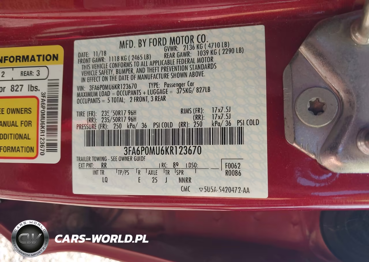 2019 Ford Fusion Hybrid Sel VIN:3FA6P0MU6KR123670 - 9