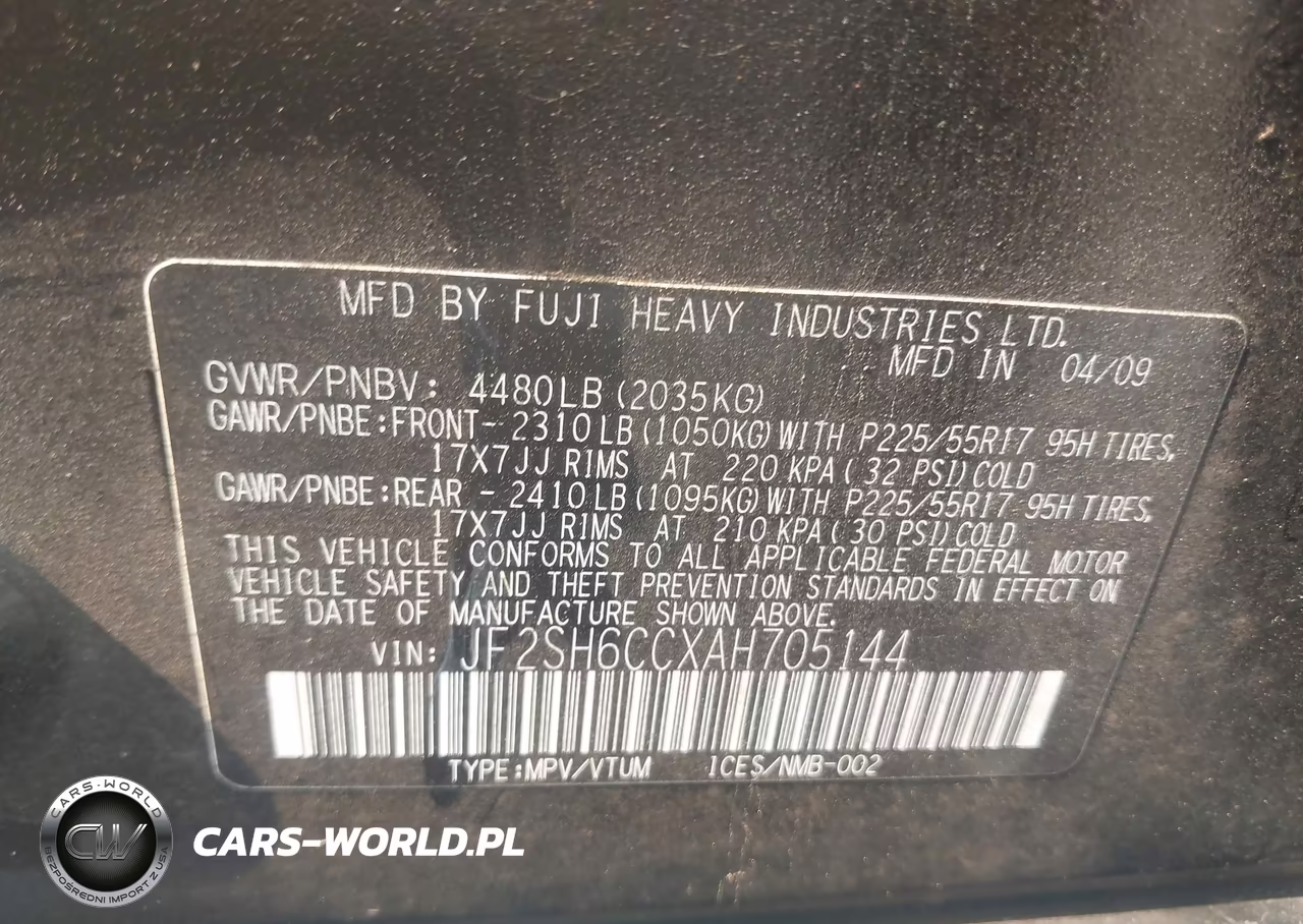 2010 Subaru Forester 2.5X Premium VIN:JF2SH6CCXAH705144 - 9