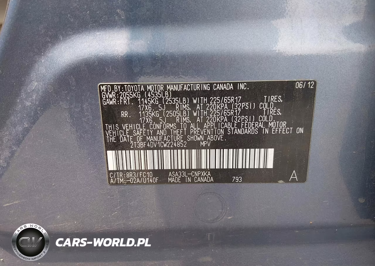 2012 Toyota Rav4 VIN:2T3BF4DV1CW224852 - 9