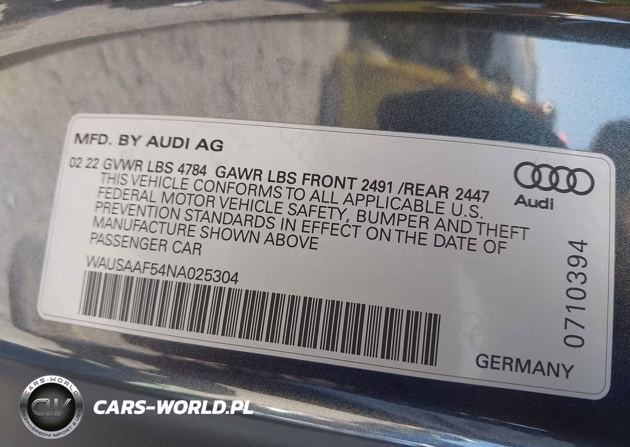 2022 Audi A5 Premium 45 Tfsi S Line Quattro S Tronic VIN:WAUSAAF54NA025304 - 9