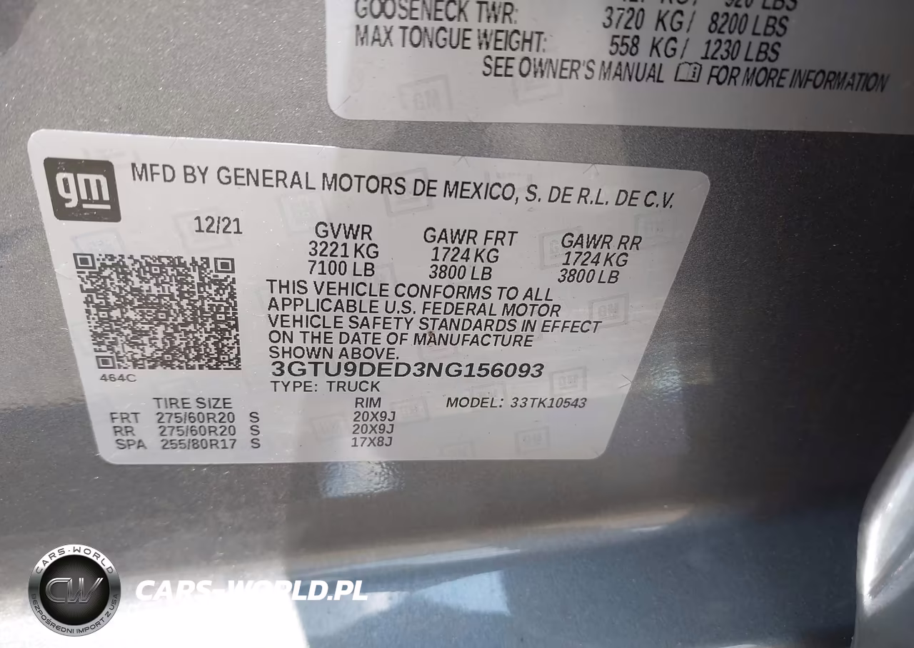 2022 GMC Sierra 1500 Limited 4Wd Short Box Slt VIN:3GTU9DED3NG156093 - 9