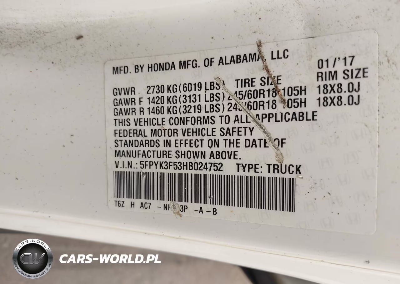 2017 Honda Ridgeline Rtl VIN:5FPYK3F53HB024752 - 9