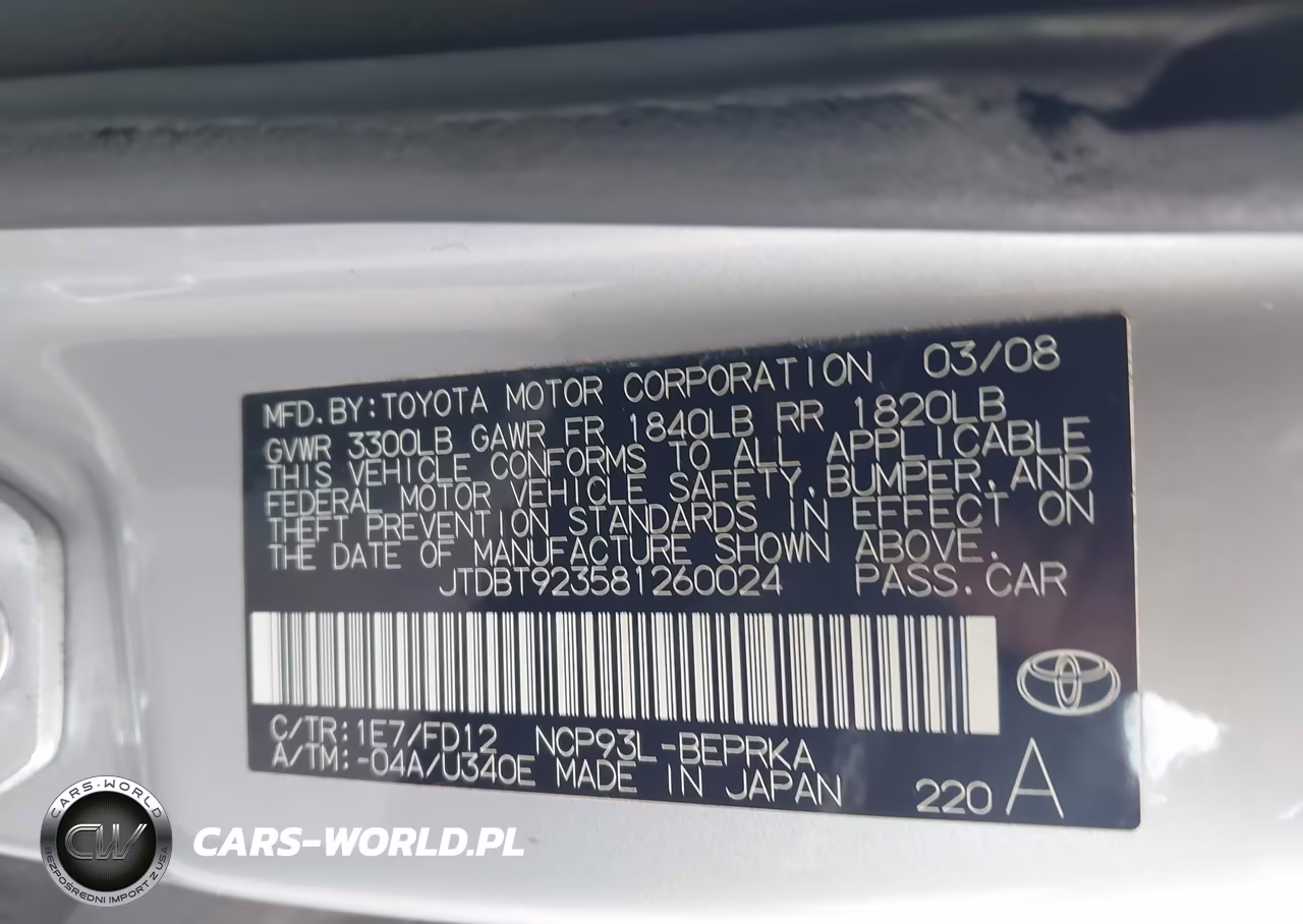 2008 Toyota Yaris VIN:JTDBT923581260024 - 9
