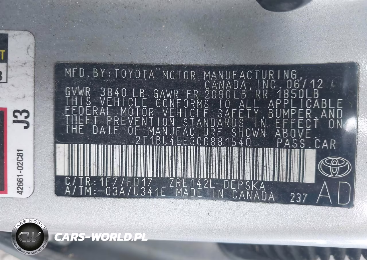 2012 Toyota Corolla S VIN:2T1BU4EE3CC881540 - 9