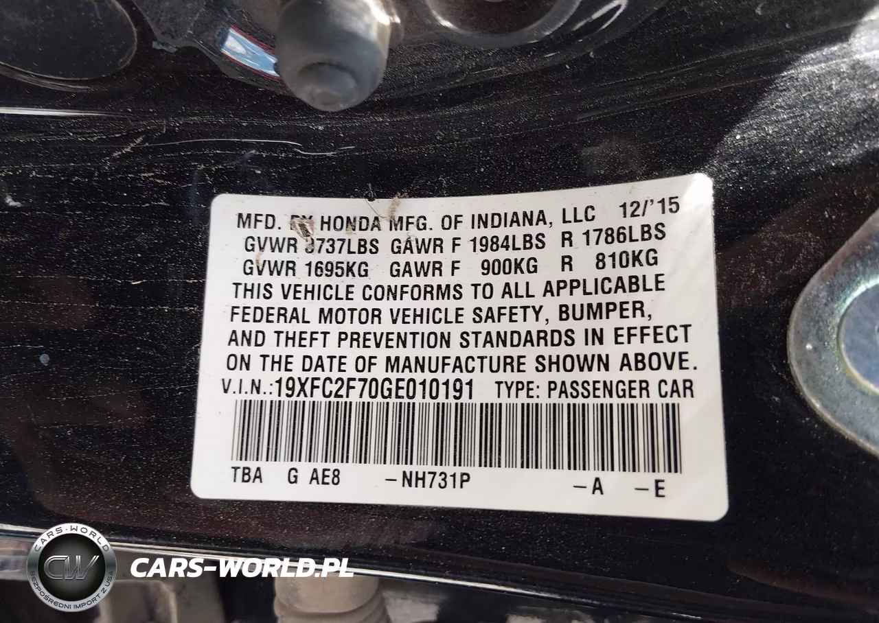 2016 Honda Civic Ex VIN:19XFC2F70GE010191 - 9