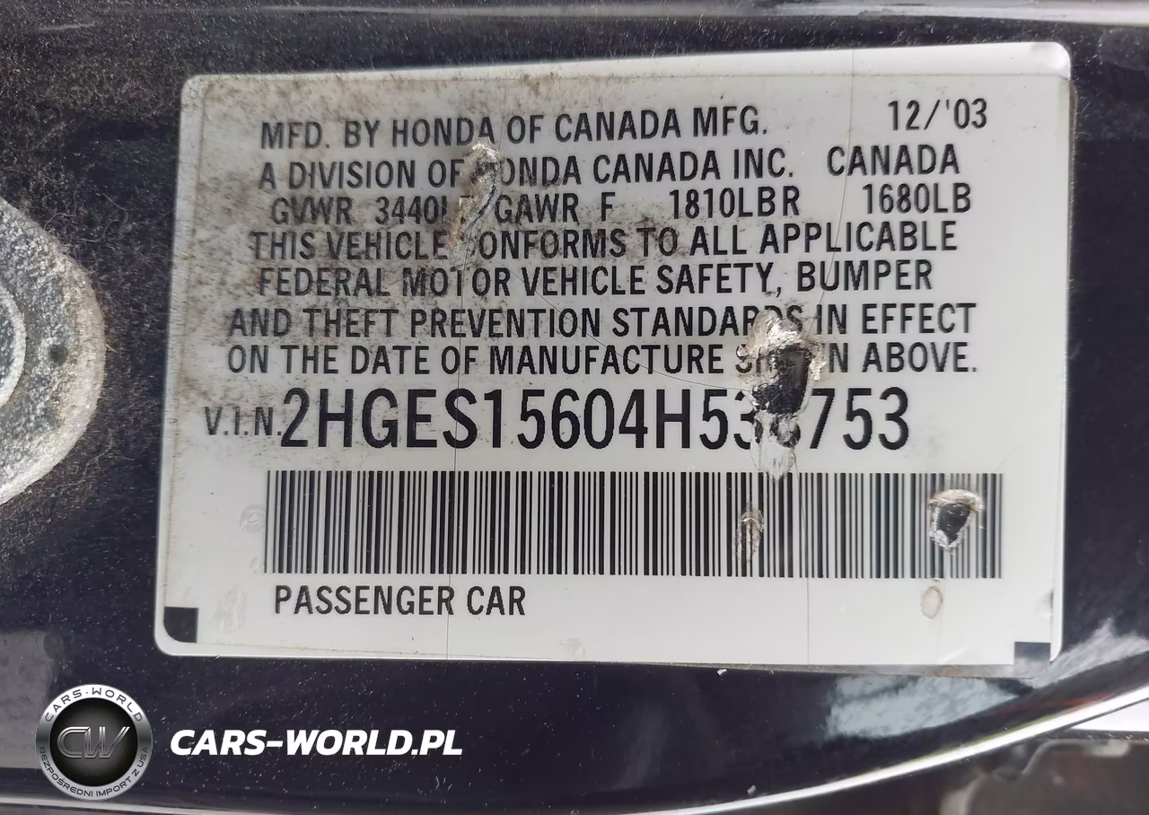 2004 Honda Civic Lx VIN:2HGES15604H538753 - 9
