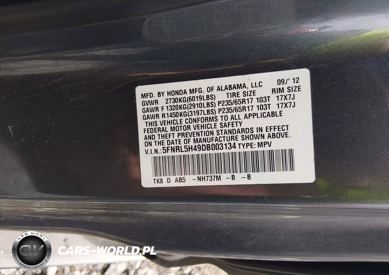 2013 Honda Odyssey Ex VIN:5FNRL5H49DB003134 - 9