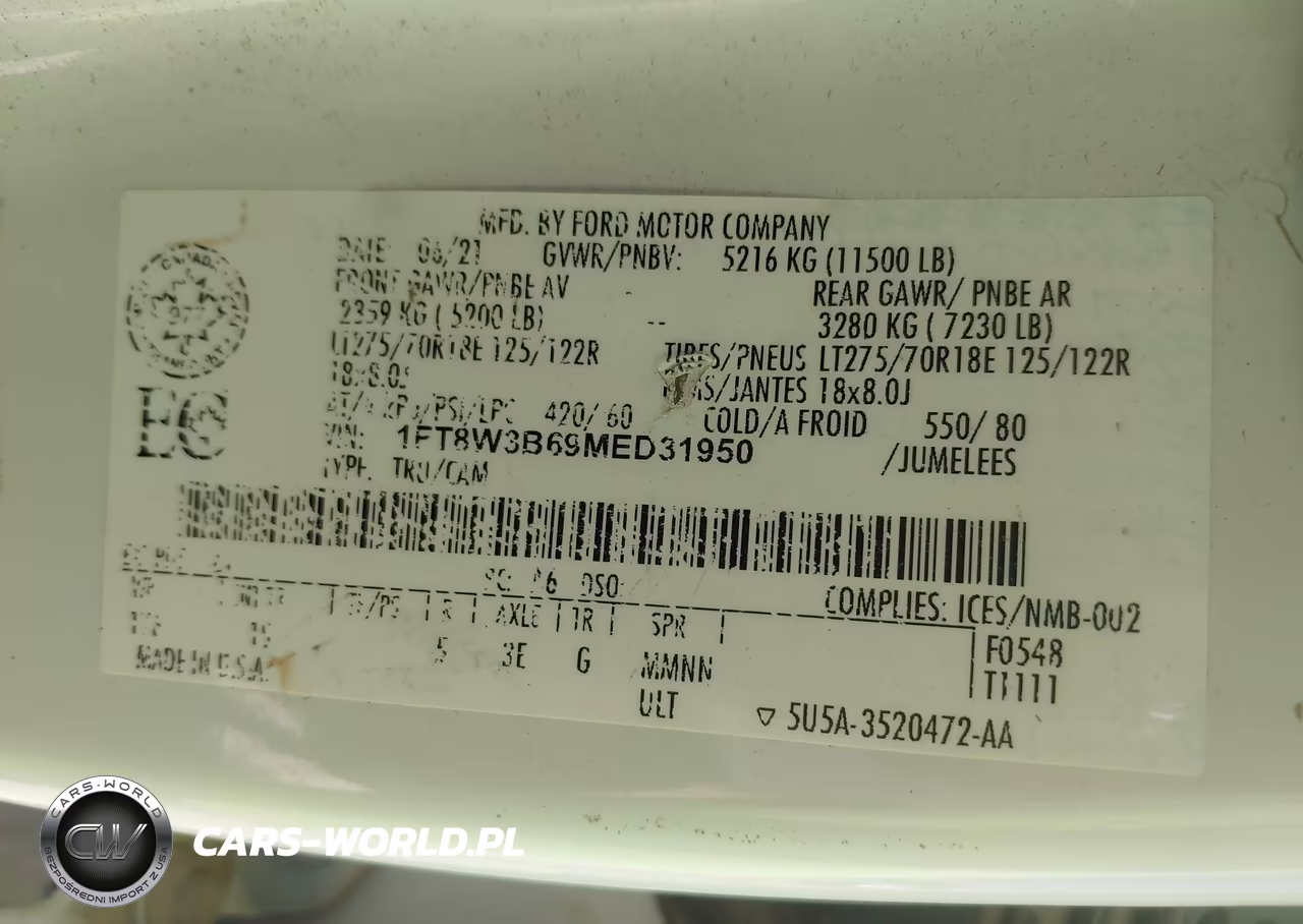 2021 Ford F-350 Xl VIN:1FT8W3B69MED31950 - 9