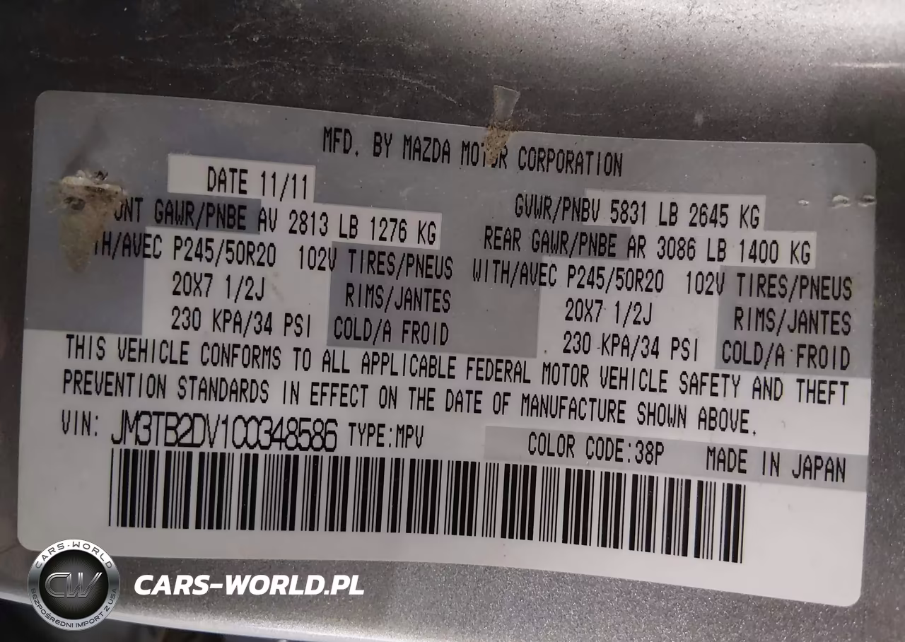 2012 Mazda Cx-9 Grand Touring VIN:JM3TB2DV1C0348586 - 9