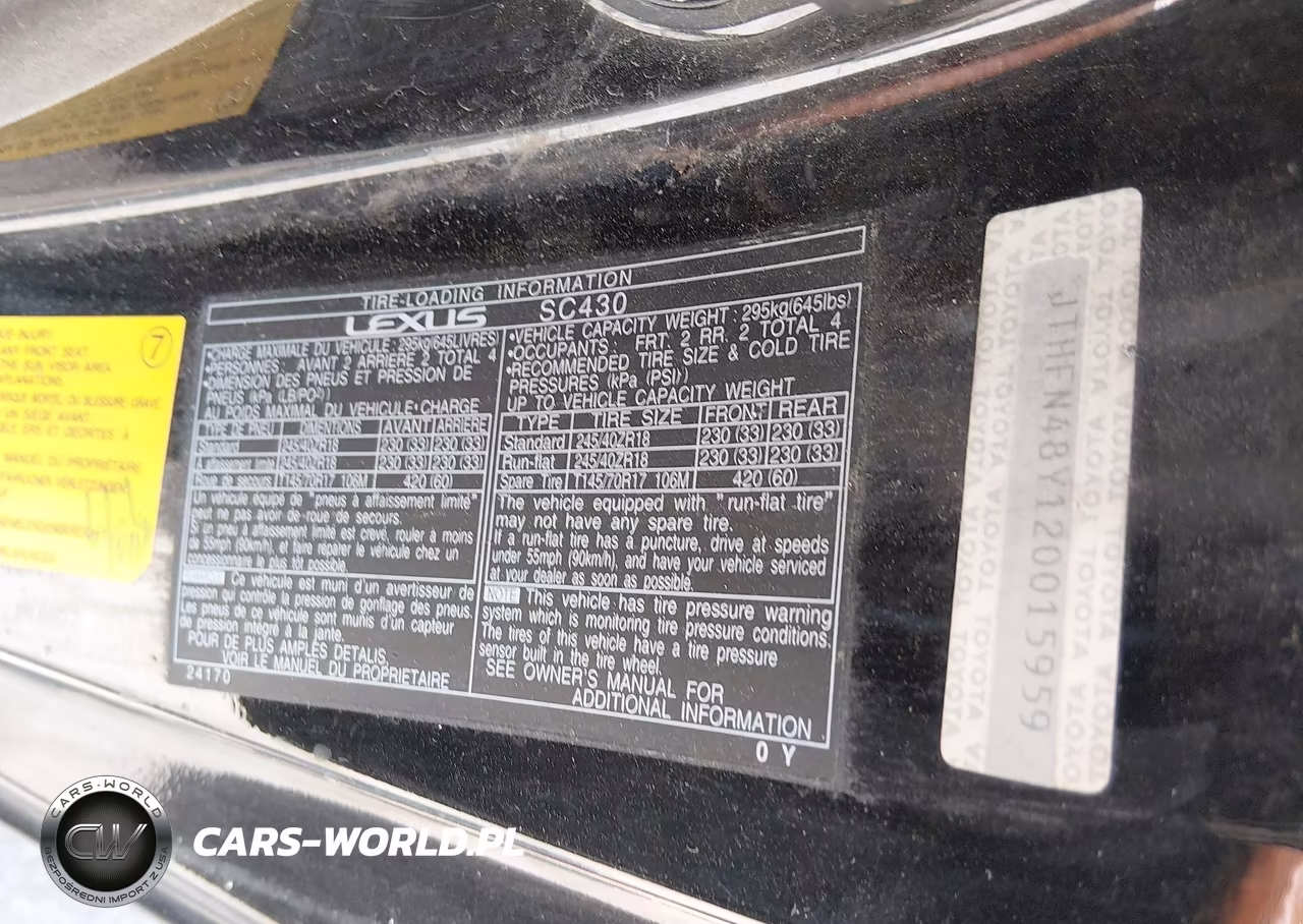 2002 Lexus Sc 430 VIN:JTHFN48Y120015959 - 9