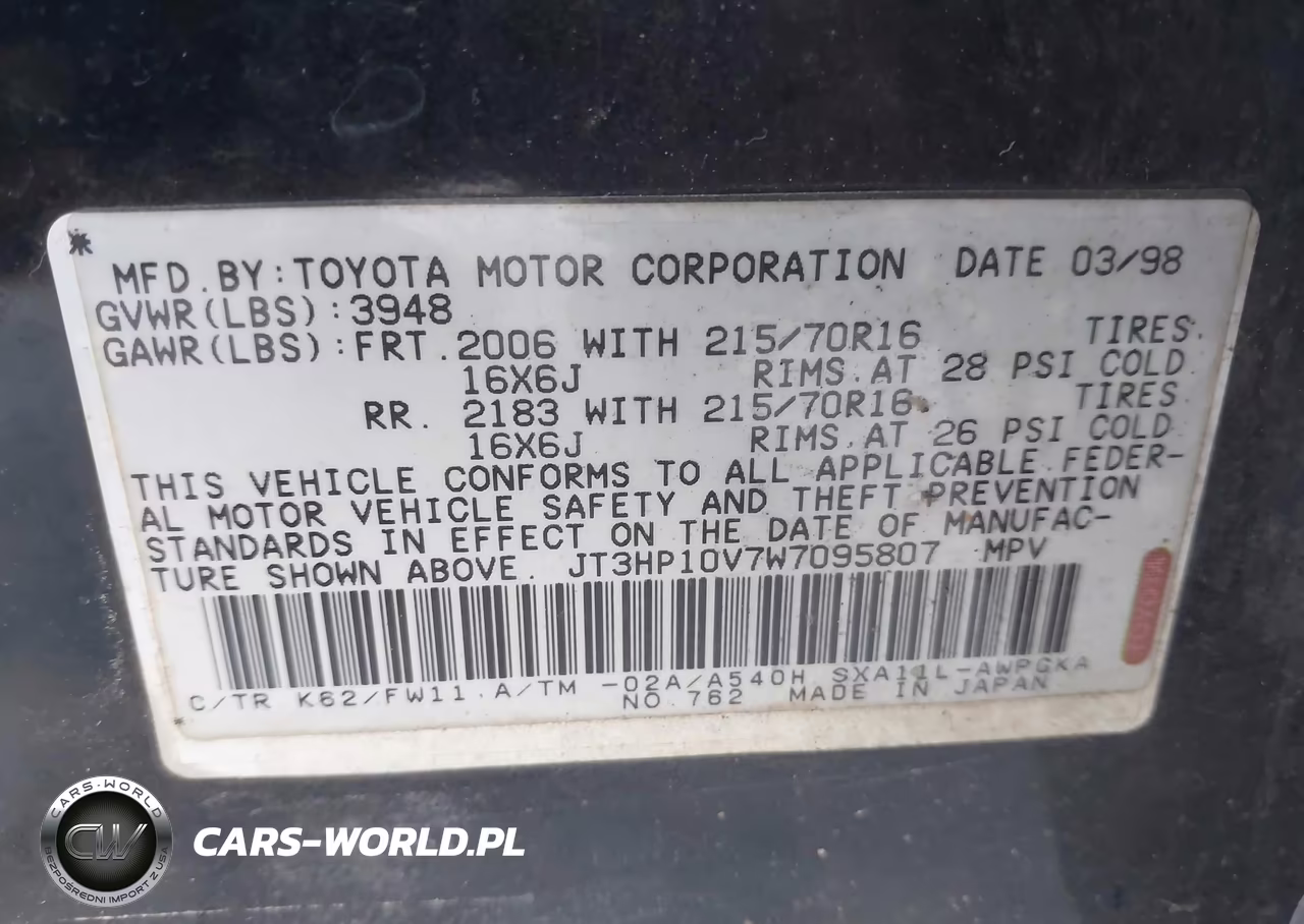 1998 Toyota Rav4 VIN:JT3HP10V7W7095807 - 9