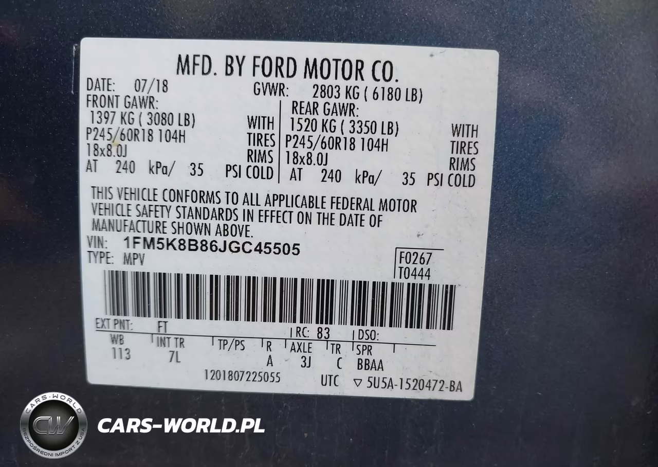 2018 Ford Explorer VIN:1FM5K8B86JGC45505 - 9