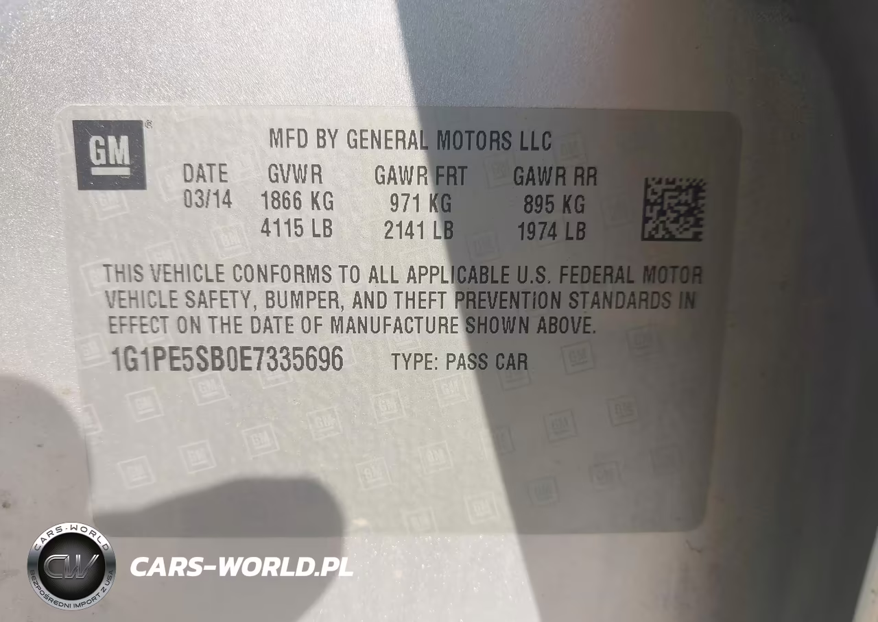 2014 Chevrolet Cruze 2Lt Auto VIN:1G1PE5SB0E7335696 - 9
