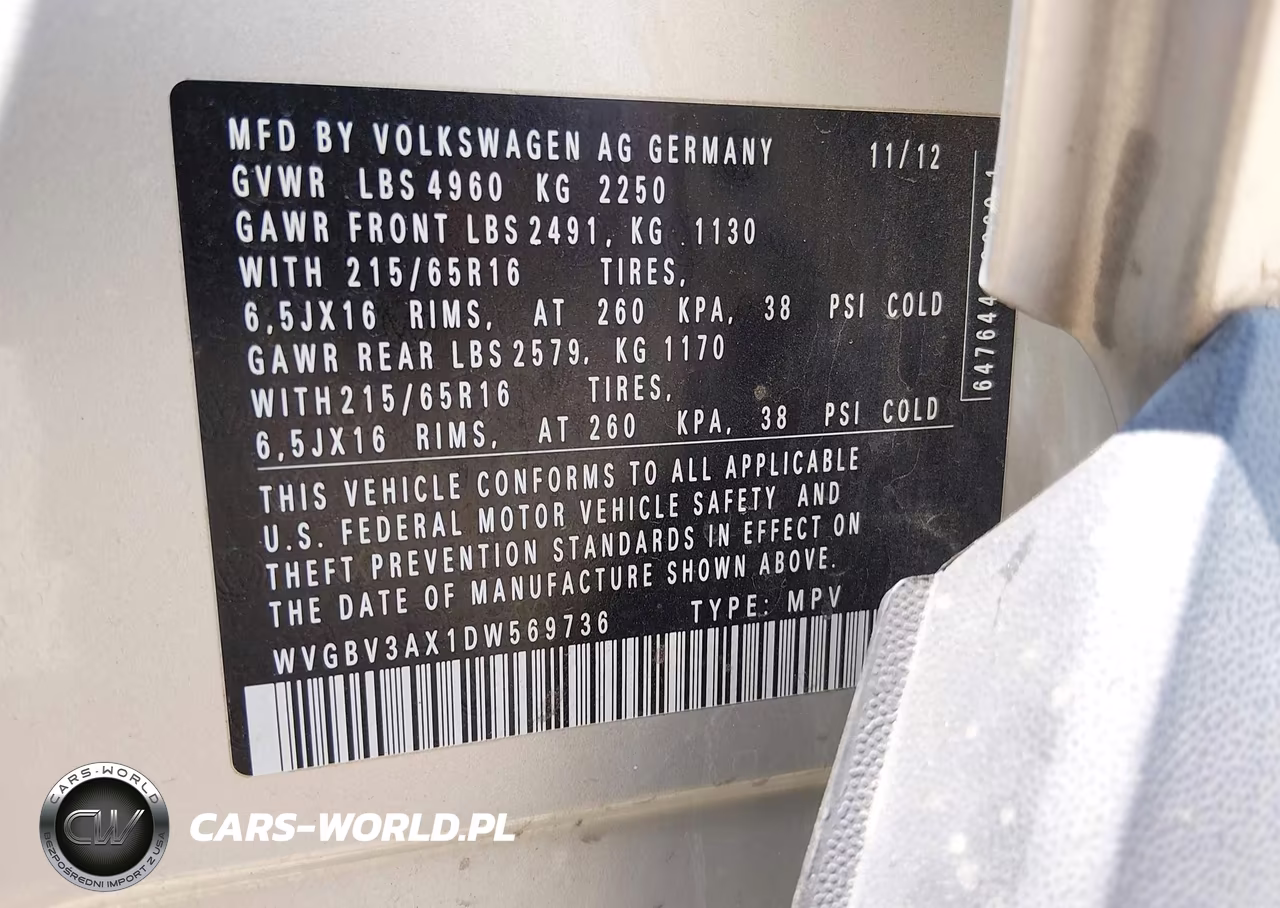 2013 Volkswagen Tiguan S VIN:WVGBV3AX1DW569736 - 9