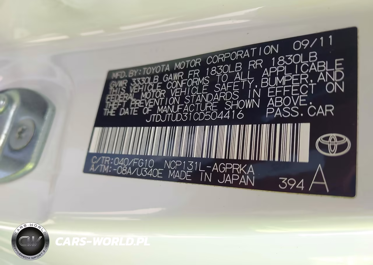 2012 Toyota Yaris L VIN:JTDJTUD31CD504416 - 9