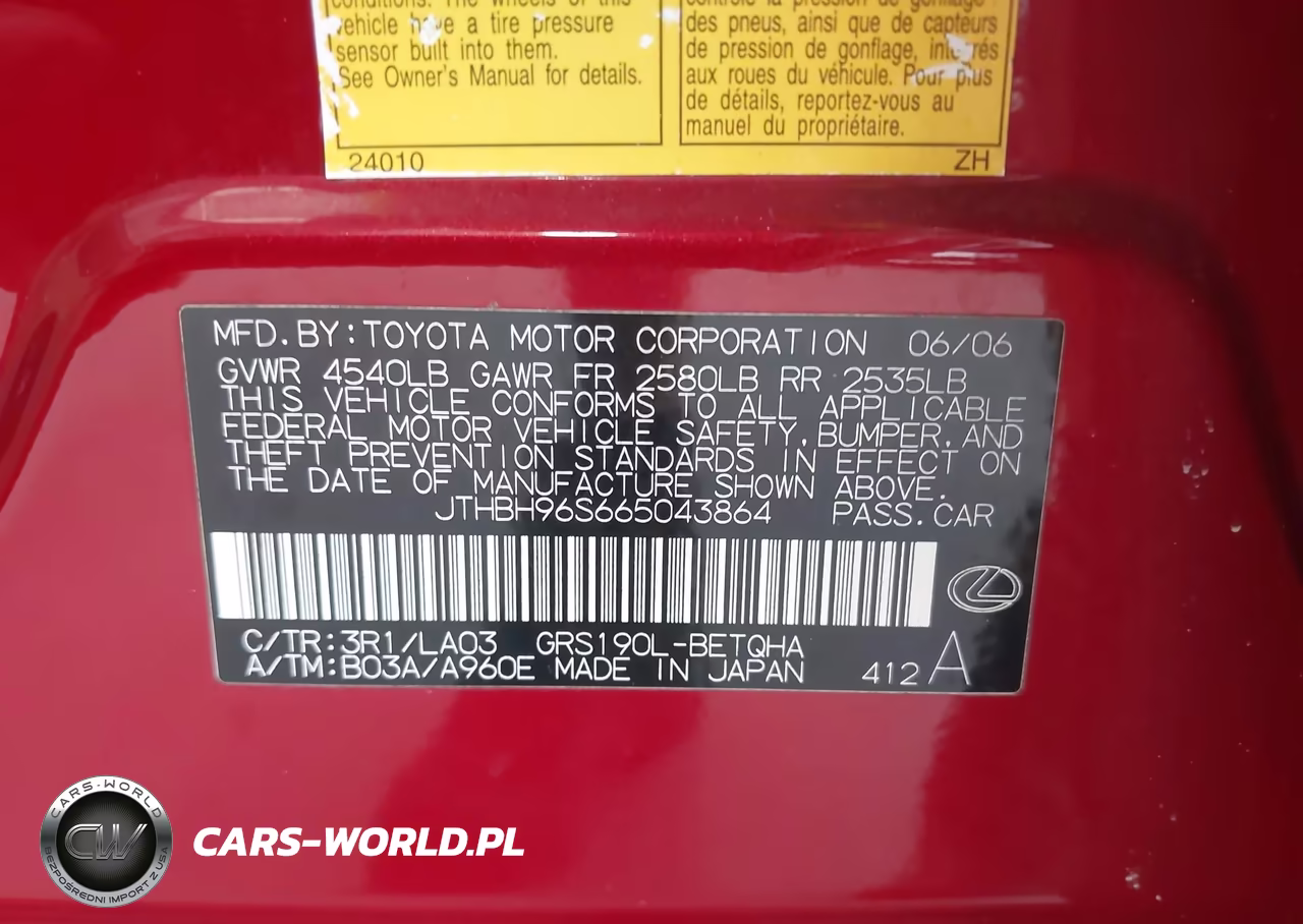 2006 Lexus Gs 300 VIN:JTHBH96S665043864 - 9